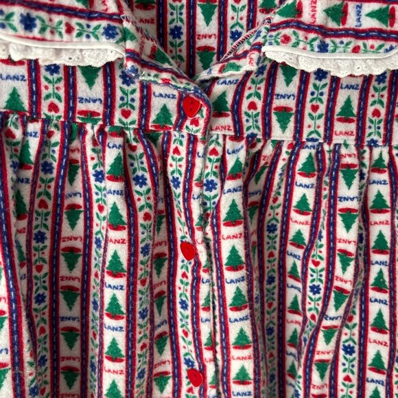 Lanz of Salzburg Long Flannel Nightgown Womens Medium Holiday Christmas Trees M - Picture 5 of 6
